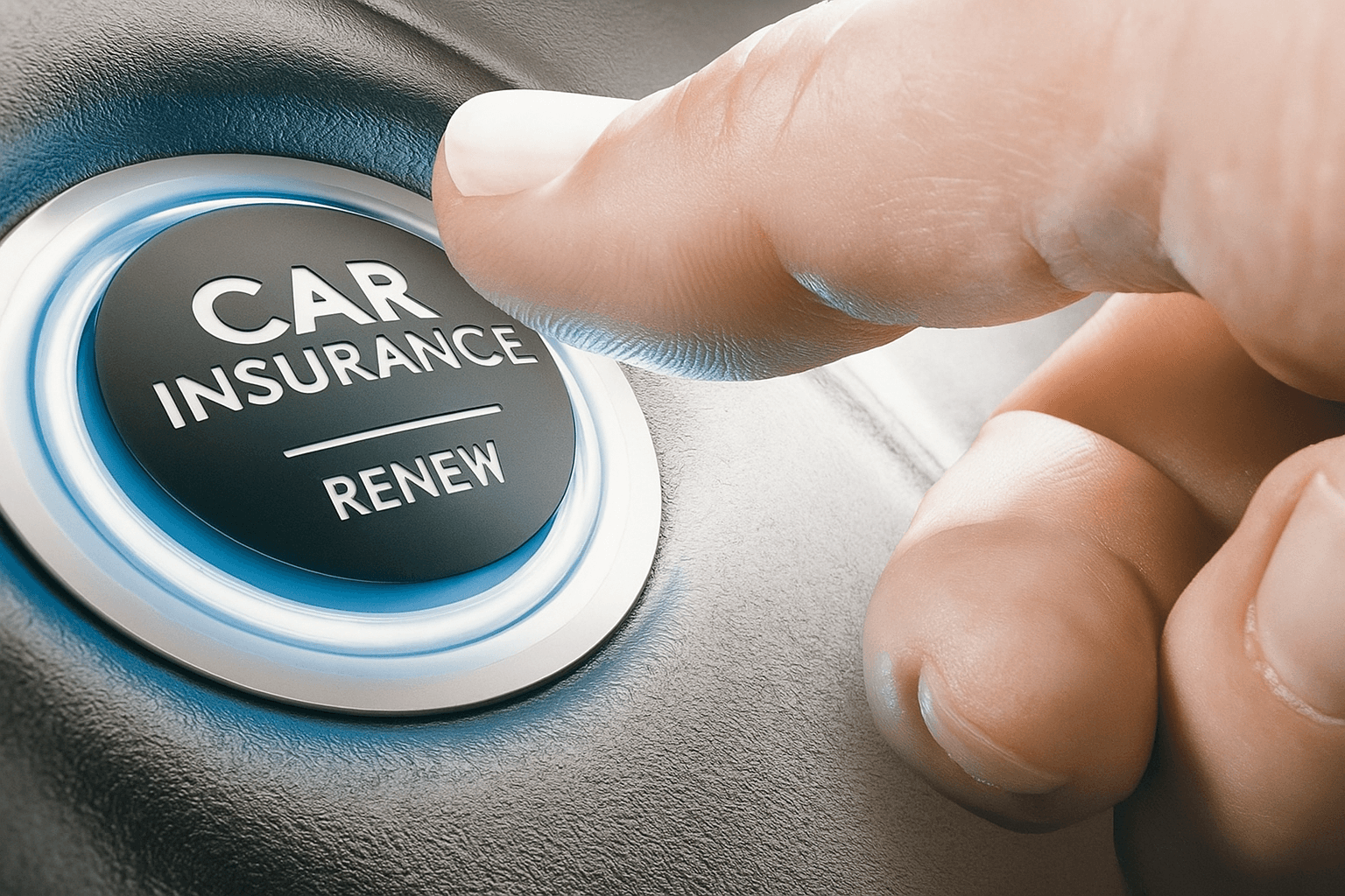 car insurance renew finger pressing the button