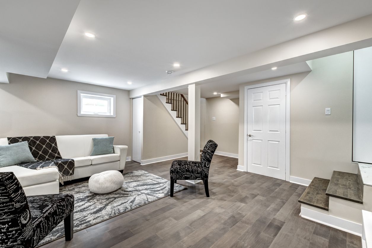 furniture in a basement